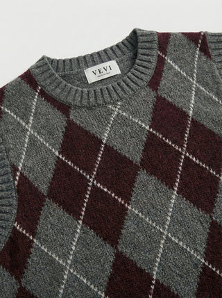 Gilet - Gilet girocollo rombi misto lana - Grigio - VEVI