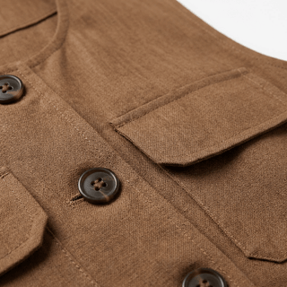 Gilet - Gilet girocollo tasche LUEGC307 - Tabacco - VEVI