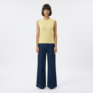 Top - Gilet in maglia traforata rombi DME9238 - Giallo - VEVI