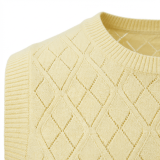 Top - Gilet in maglia traforata rombi DME9238 - Giallo - VEVI