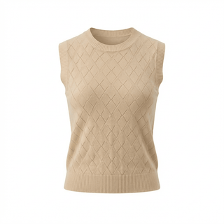 Top - Gilet in maglia traforata rombi DME9238 - Tortora - VEVI