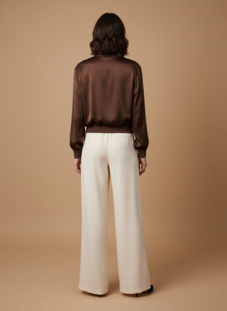 Giubbino - Giubbino bomber satin zip viscosa - Marrone - vevi.it