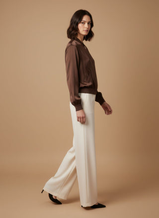 Giubbino - Giubbino bomber satin zip viscosa - Marrone - vevi.it