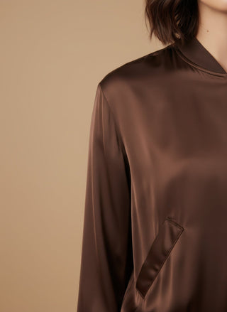 Giubbino - Giubbino bomber satin zip viscosa - Marrone - vevi.it