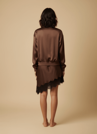 Giubbino - Giubbino bomber satin zip viscosa - Marrone - vevi.it