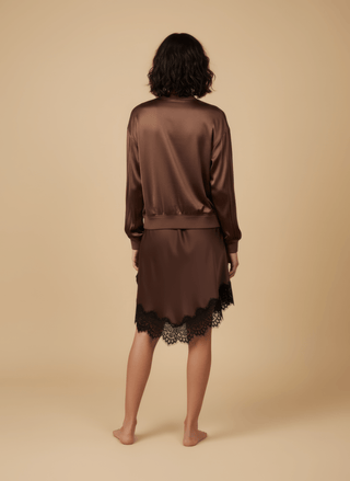 Giubbino - Giubbino bomber satin zip viscosa - Marrone - vevi.it