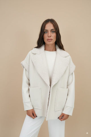 Giubbino - Giubbino gilet coste velluto - Burro - vevi.it