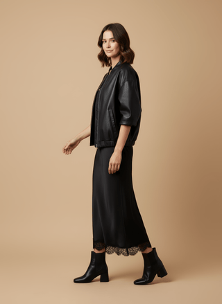 Giubbino - Giubbino simil pelle zip - Nero - vevi.it