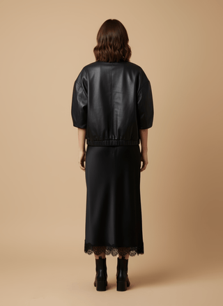 Giubbino - Giubbino simil pelle zip - Nero - vevi.it