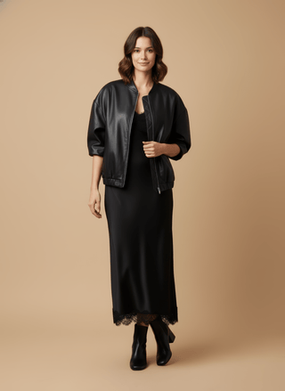 Giubbino - Giubbino simil pelle zip - Nero - vevi.it