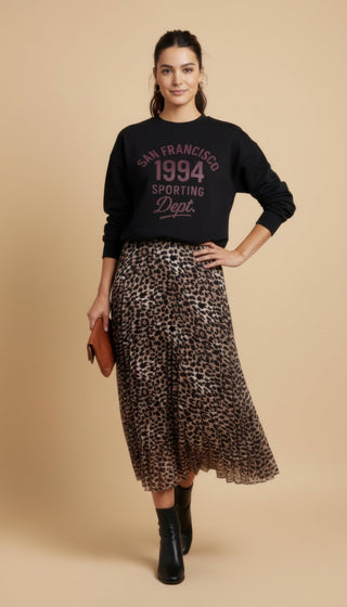 Gonna - Gonna animalier plissè - Tortora/nero - vevi.it