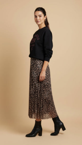 Gonna - Gonna animalier plissè - Tortora/nero - vevi.it