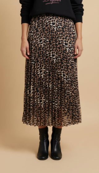 Gonna - Gonna animalier plissè - Tortora/nero - vevi.it