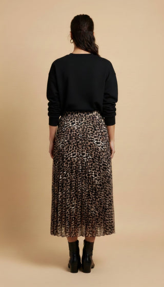 Gonna - Gonna animalier plissè - Tortora/nero - vevi.it