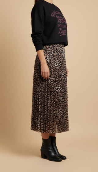 Gonna - Gonna animalier plissè - Tortora/nero - vevi.it