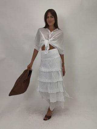 Gonna - Gonna lunga balze AME26082 - Bianco - VEVI