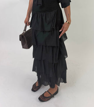 Gonna - Gonna lunga balze AME26082 - Nero - VEVI