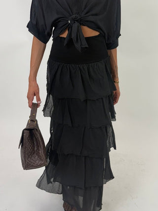 Gonna - Gonna lunga balze AME26082 - Nero - VEVI