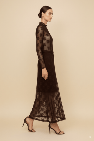 Gonna - Gonna lunga pizzo - Marrone - vevi.it