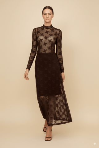 Gonna - Gonna lunga pizzo - Marrone - vevi.it