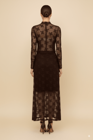 Gonna - Gonna lunga pizzo - Marrone - vevi.it