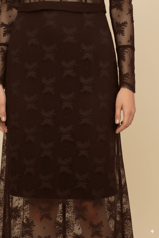 Gonna - Gonna lunga pizzo - Marrone - vevi.it