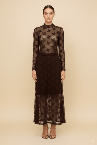 Gonna - Gonna lunga pizzo - Marrone - vevi.it