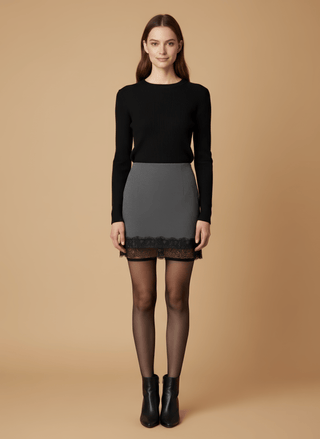 Gonna - Gonna mini bordo pizzo - Grigio - vevi.it