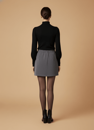 Gonna - Gonna mini con lacci in vita - Grigio - vevi.it