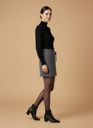 Gonna - Gonna mini con lacci in vita - Grigio - vevi.it