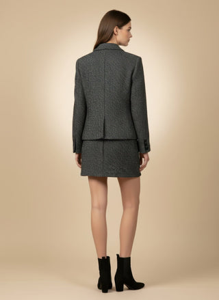 Gonna - Gonna Mini Tessuto Diagonale - Nero - VEVI