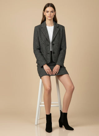 Gonna - Gonna Mini Tessuto Diagonale - Nero - VEVI