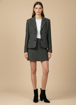 Gonna - Gonna Mini Tessuto Diagonale - Nero - VEVI