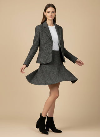 Gonna - Gonna Mini Tessuto Diagonale - Nero - VEVI