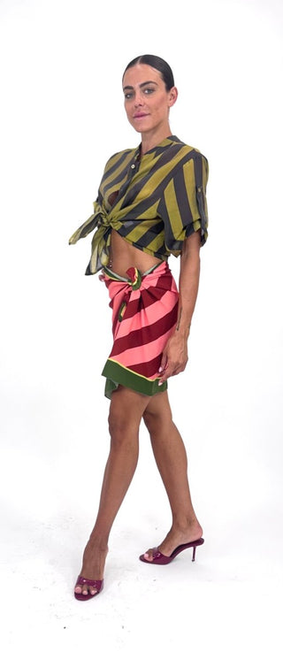 Gonna - Gonna pareo riga CVE363-3 - Verde - VEVI