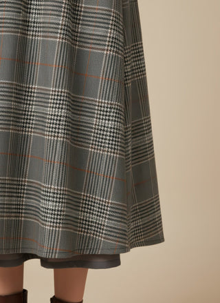 Gonna - Gonna pieghe galles elastico dietro - Marrone - VEVI