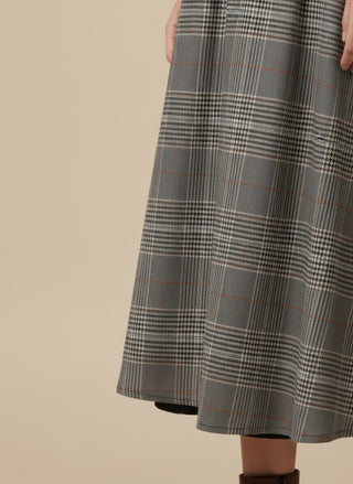 Gonna - Gonna pieghe galles elastico dietro - Marrone - VEVI