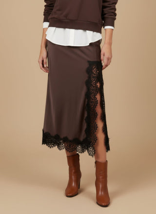 Gonna - Gonna raso con pizzo - Moro - vevi.it
