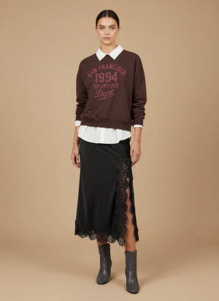 Gonna - Gonna raso con pizzo - Nero - vevi.it