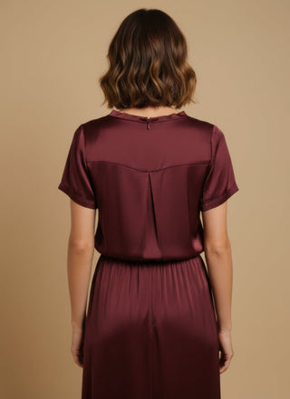 Gonna - Gonna satin stretch viscosa - Bordeaux - vevi.it