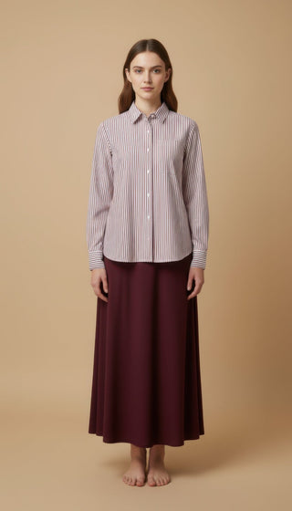 Gonna - Gonna satin stretch viscosa - Bordeaux - vevi.it