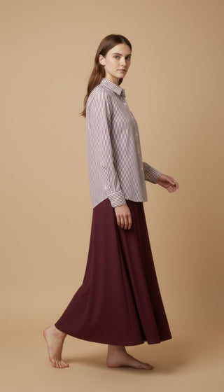 Gonna - Gonna satin stretch viscosa - Bordeaux - vevi.it