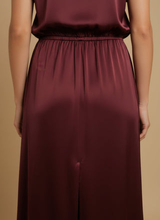 Gonna - Gonna satin stretch viscosa - Bordeaux - vevi.it