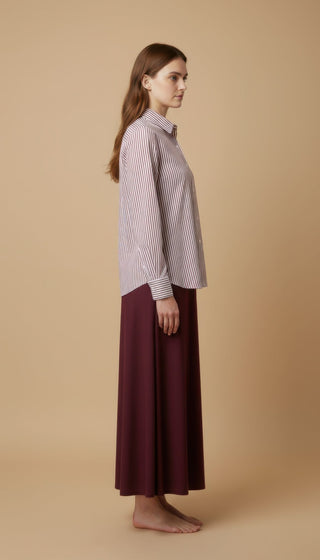 Gonna - Gonna satin stretch viscosa - Bordeaux - vevi.it