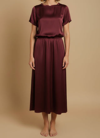 Gonna - Gonna satin stretch viscosa - Bordeaux - vevi.it