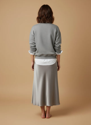 Gonna - Gonna satin stretch viscosa - Grigio perla - vevi.it