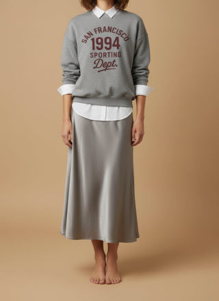 Gonna - Gonna satin stretch viscosa - Grigio perla - vevi.it