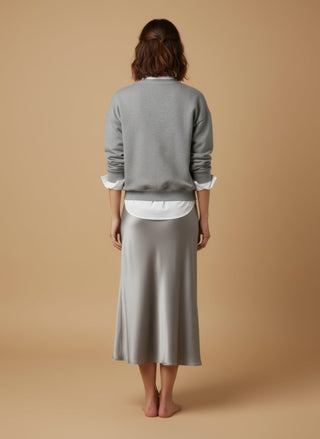 Gonna - Gonna satin stretch viscosa - Grigio perla - vevi.it