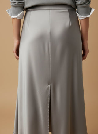 Gonna - Gonna satin stretch viscosa - Grigio perla - vevi.it