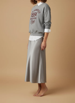 Gonna - Gonna satin stretch viscosa - Grigio perla - vevi.it